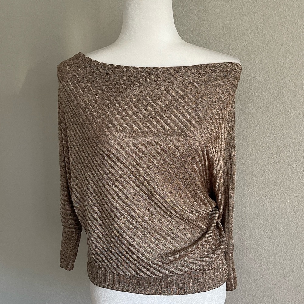 Misia Tan Off-Shoulder Sweater Size S
